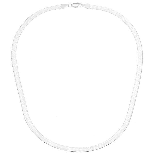 14k White Gold Overlay 18-inch Herringbone Necklace