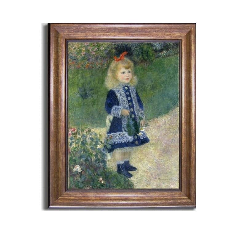 A Girl With Watering Can by Pierre August Renoir Bronze-Gold Framed Canvas Art (28 in x 22 in Framed Size)