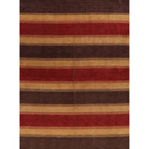 Modern Striped Gabbeh Oriental Home Decor Area Rug Hand-Knotted - 8'10" x 12'3"