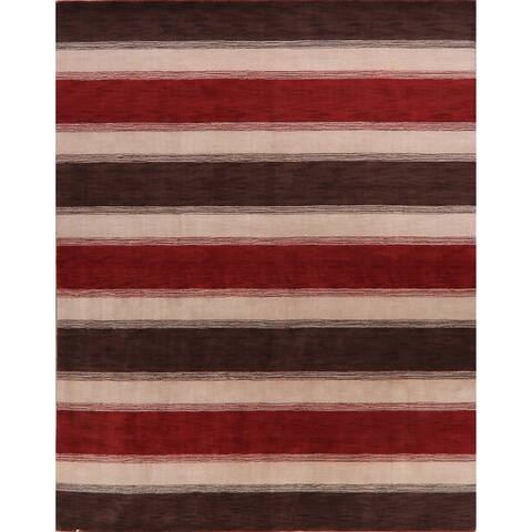 Decorative Contemporary Striped Gabbeh Oriental Area Rug Hand-Knotted - 8'1" x 10'0"