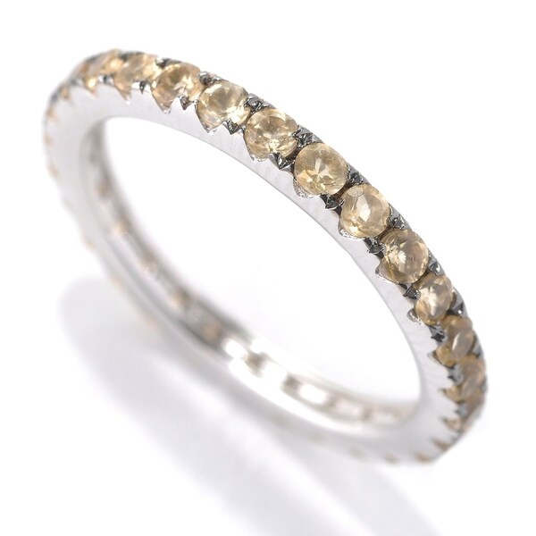 Prong Set Citrine Gemstone 925 Sterling Silver Braided Split Shank Wedding Ring