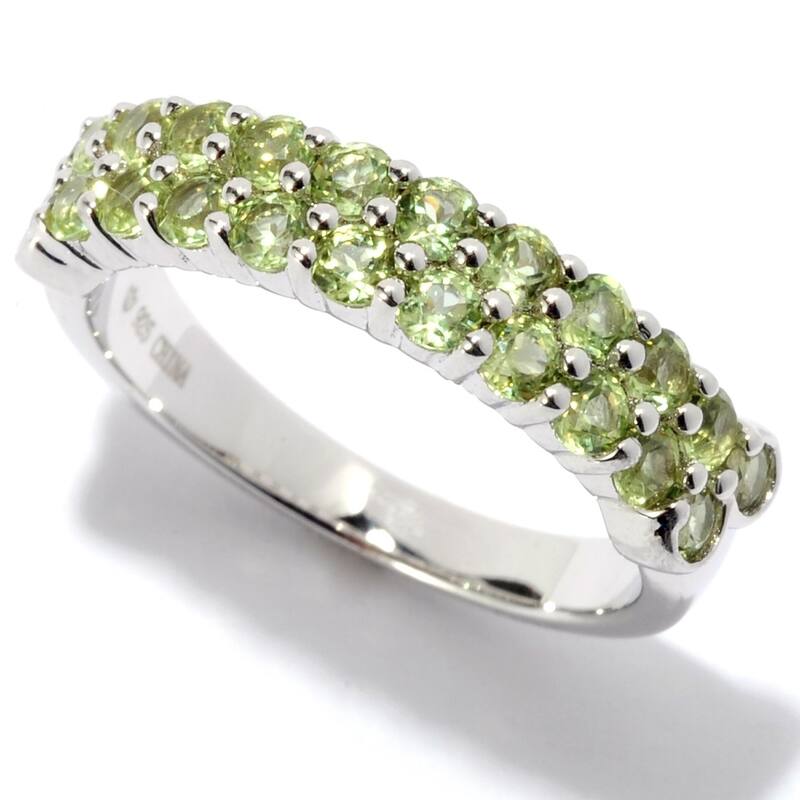 Rhodium Over Sterling Silver 1.2Ctw Peridot Band Ring
