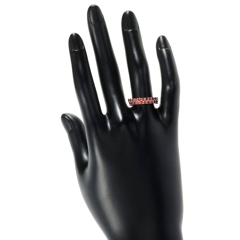 Rhodium Over Sterling Silver 1.4Ctw Red Garnet Band
