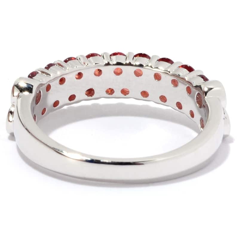 Rhodium Over Sterling Silver 1.4Ctw Red Garnet Band