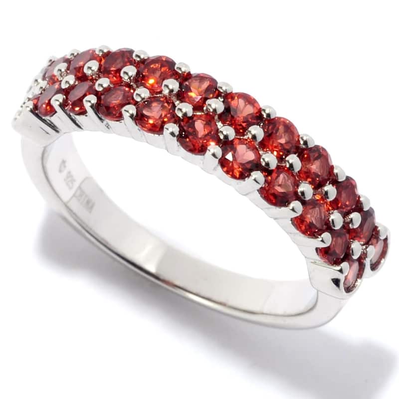 Rhodium Over Sterling Silver 1.4Ctw Red Garnet Band