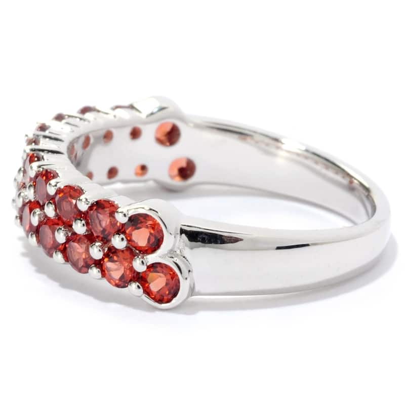 Rhodium Over Sterling Silver 1.4Ctw Red Garnet Band