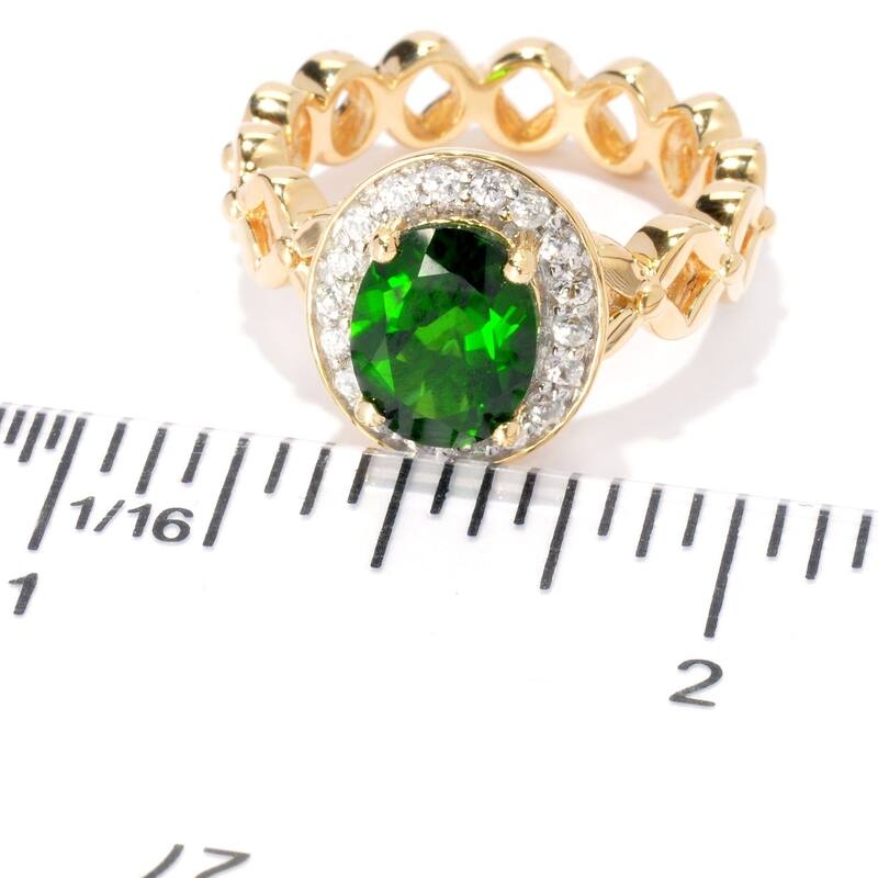 18K Yellow Gold Silver 2.74Ctw Chrome Diopside Solitaire W/ Accent Ring