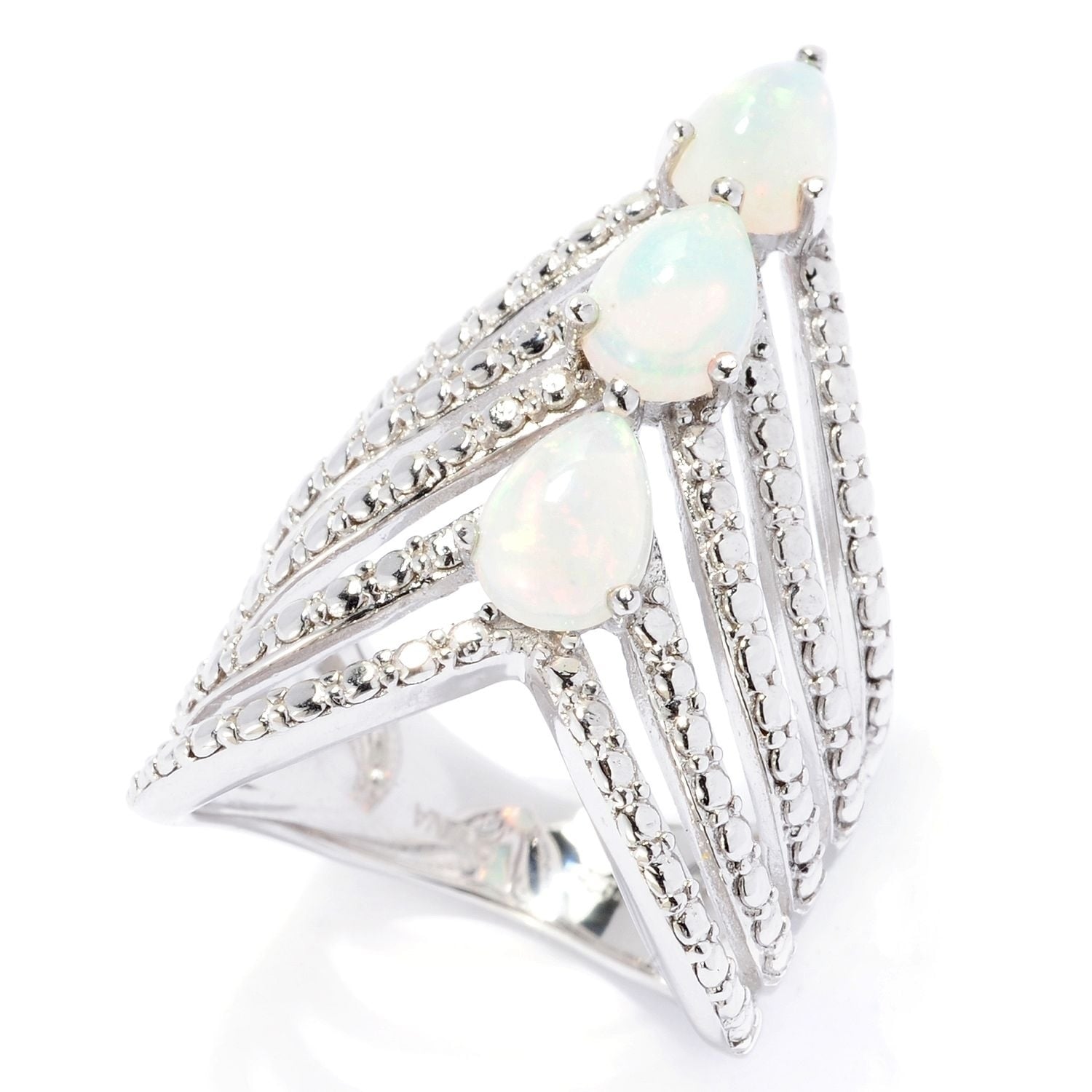 Pinctore 925 Sterling Silver Ethiopian Opal Ring