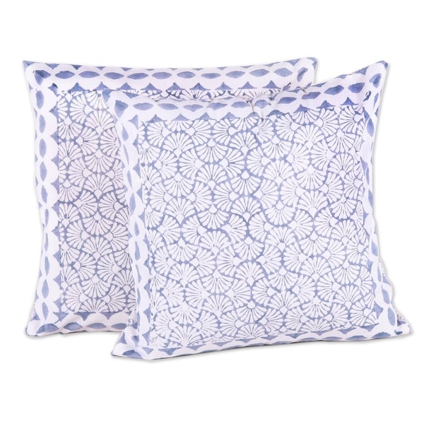 Handmade Block Print Paradise Cotton Cushion Covers, Set of 2 (India)