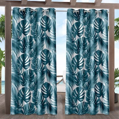 ATI Home Jamaica Palm Indoor/Outdoor Grommet Top Curtain Panel Pair