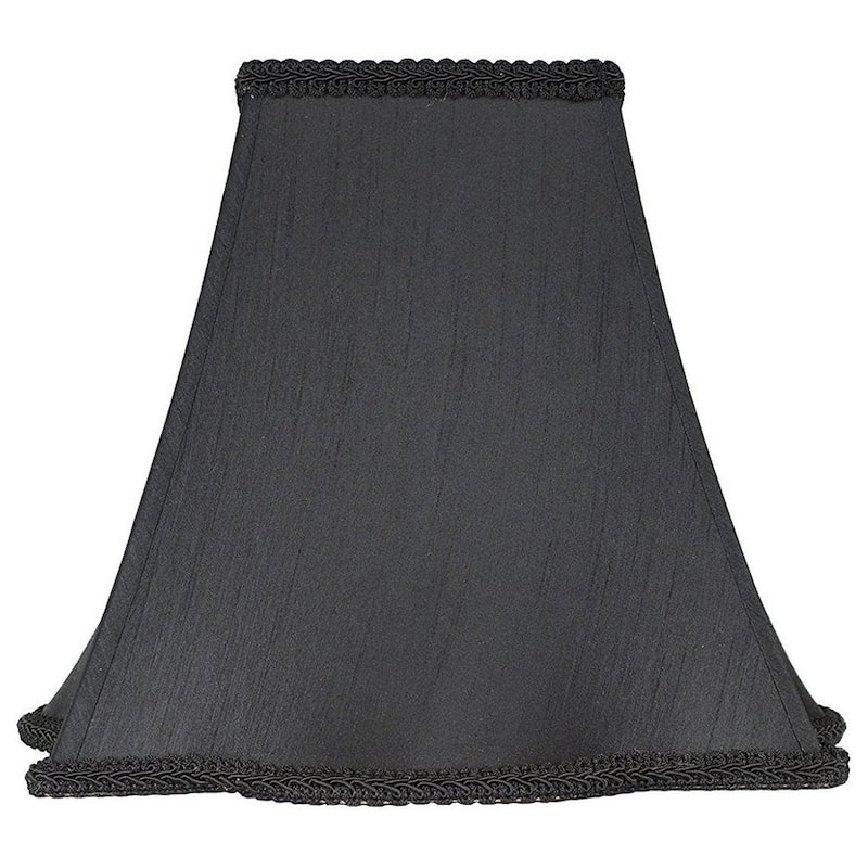 Scalloped Box Lamp Shade, 4" Top, 10" Bottom, 8" Slant - Black