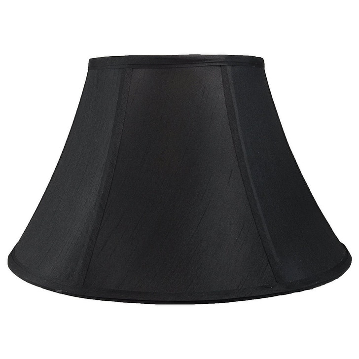Faux Silk Bell Lamp Shade, 6" Top, 12" Bottom, 8" Slant - Black