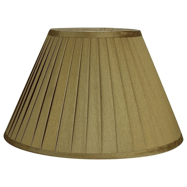 Faux Silk Side Pleat Lamp Shade, 12" to 16" Bottom Size - 14" - Gold