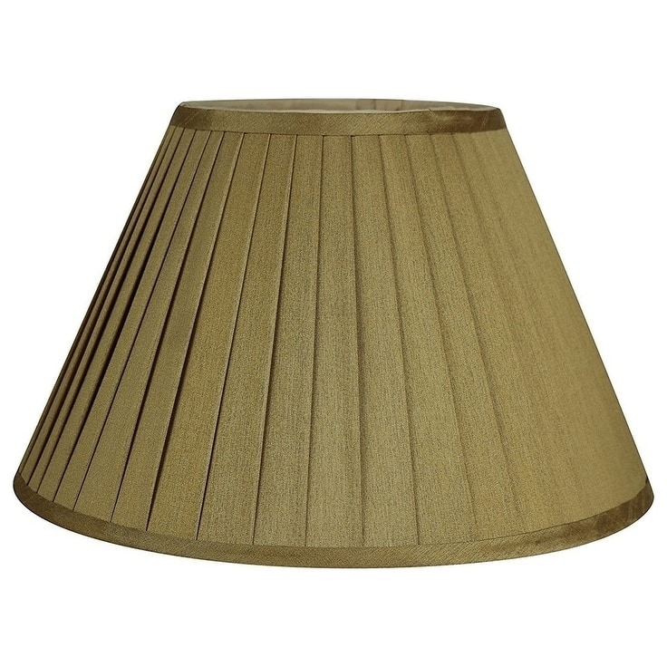 Faux Silk Side Pleat Lamp Shade, 12" to 16" Bottom Size - 14" - Gold