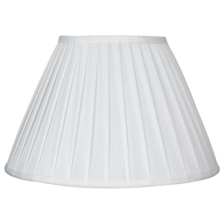 Faux Silk Side Pleat Lamp Shade, 12" to 16" Bottom Size - 16" - Off White