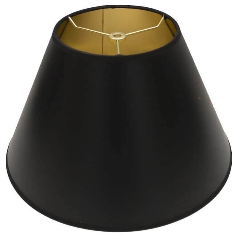 Conical Lamp Shade, Black Parchment With Gold Liner, 12" to 14" Bottom Size