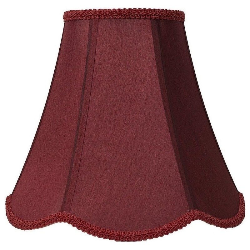 Scalloped Bell Lamp Shade, 6" Top, 12" Bottom, 10" Height - Burgundy