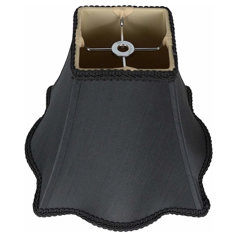 Scalloped Box Lamp Shade, 5" Top, 12" Bottom, 10" Height - Black