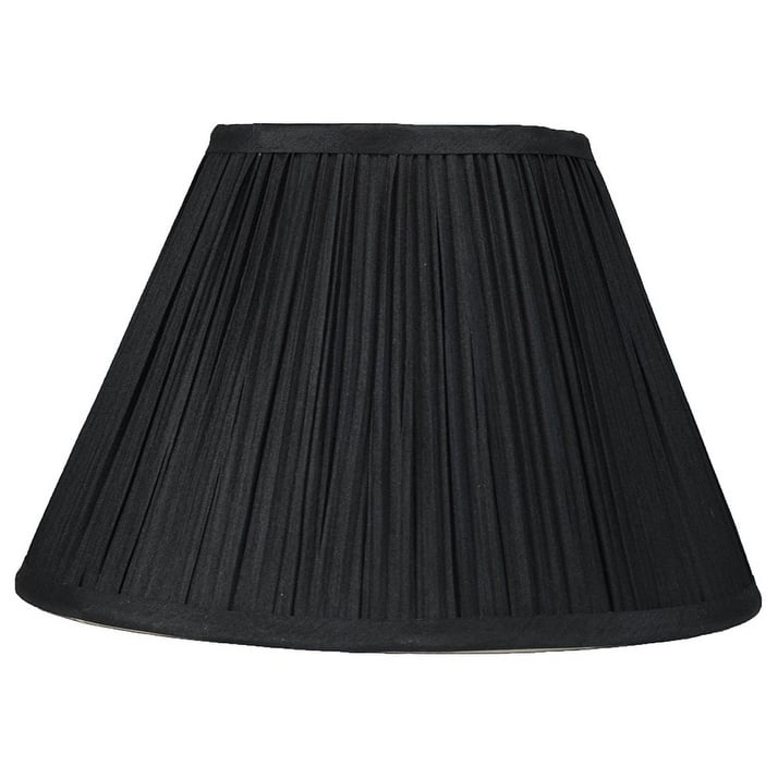 Faux Silk Mushroom Pleated Lamp Shade, 8" Top, 16" Bottom, 10" Slant - Black
