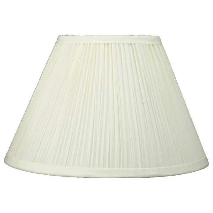 Faux Silk Mushroom Pleated Lamp Shade, 8" Top, 16" Bottom, 10" Slant - Eggshell