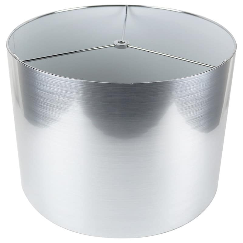 Classic Drum Metallic Lampshade, 8" to 16" Bottom Size - 14" - Silver