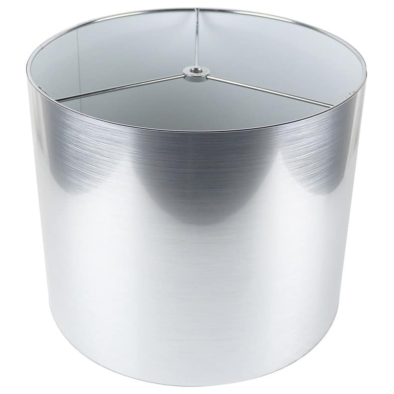 Classic Drum Metallic Lampshade, 8" to 16" Bottom Size - 12" - Silver