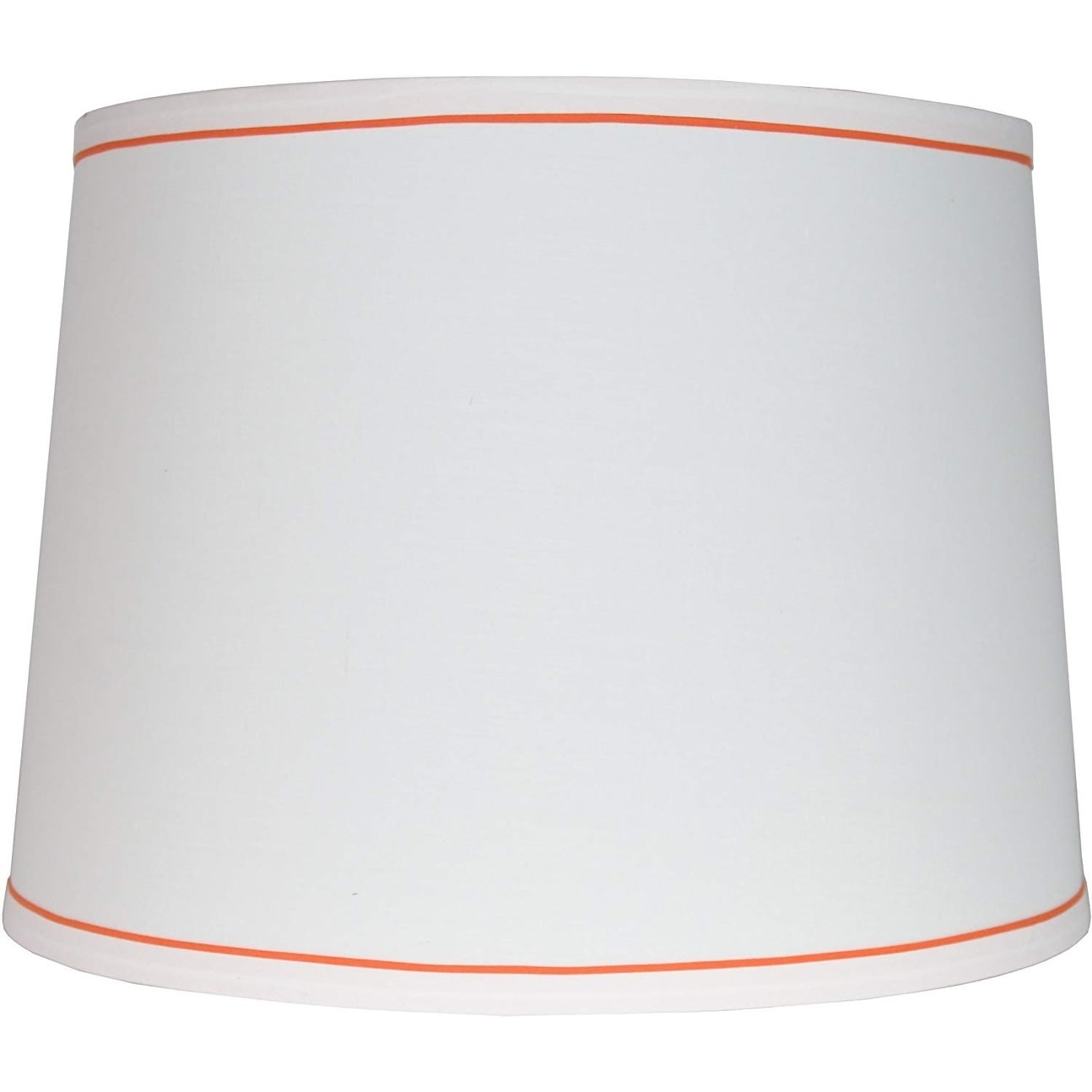 White with Trim French Drum Lampshade, 14" to 16" Bottom Size