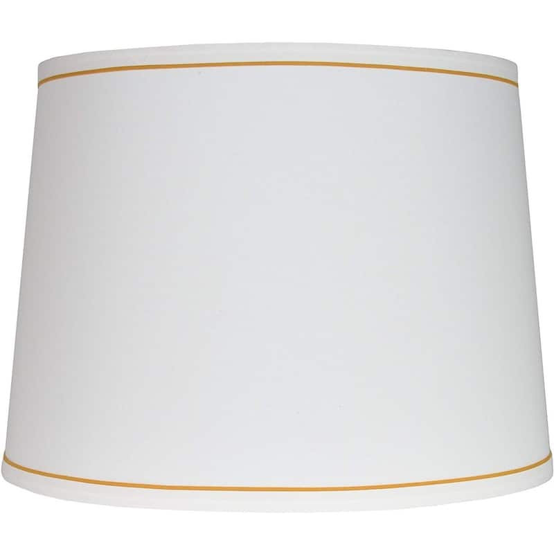 White with Trim French Drum Lampshade, 14" to 16" Bottom Size