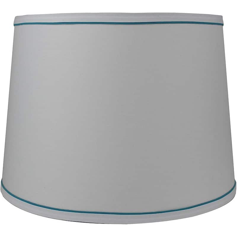 White with Trim French Drum Lampshade, 14" to 16" Bottom Size
