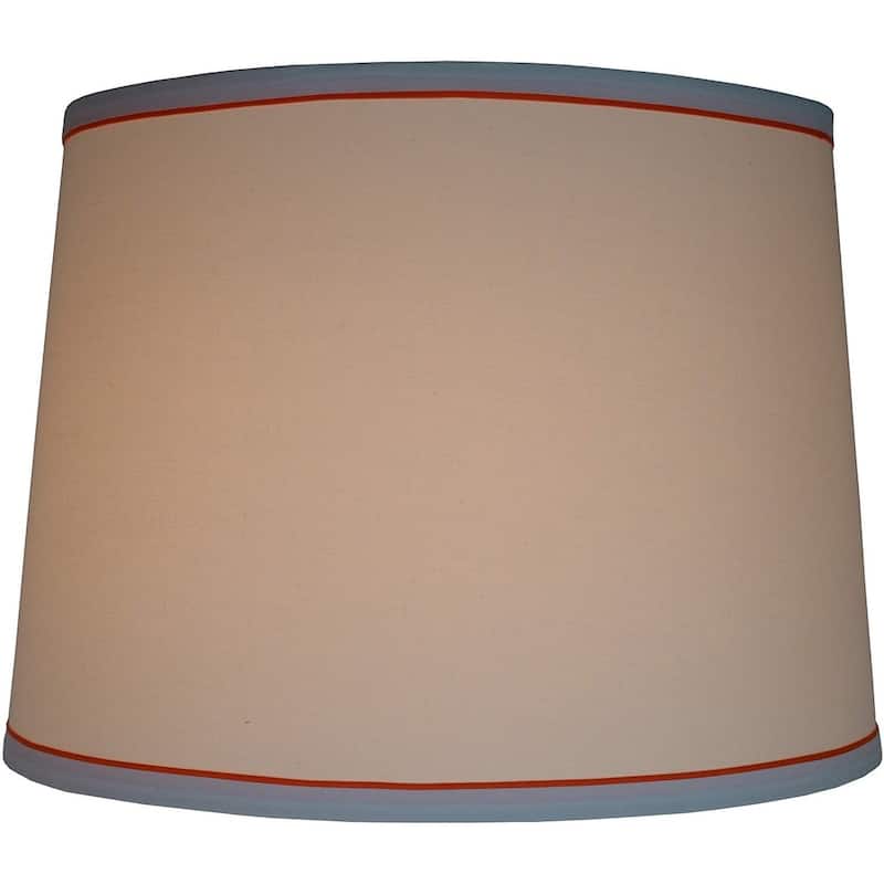 White with Trim French Drum Lampshade, 14" to 16" Bottom Size