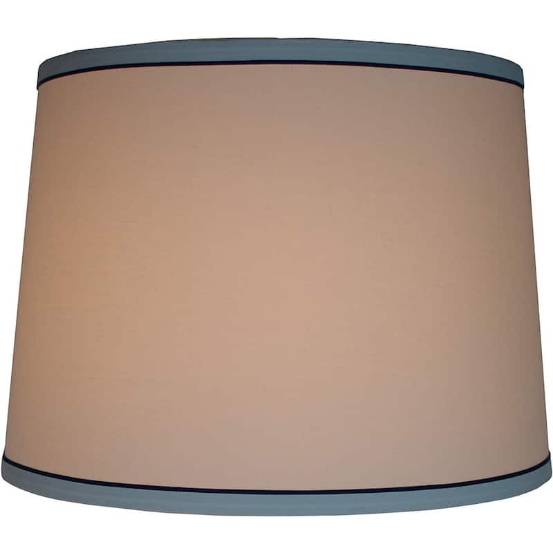White with Trim French Drum Lampshade, 14" to 16" Bottom Size