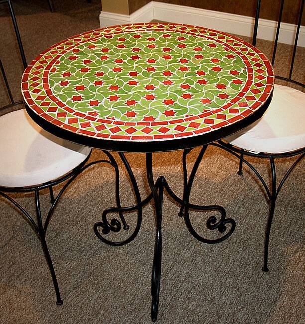 Handmade Mediterranean Round Mosaic Table (Morocco)