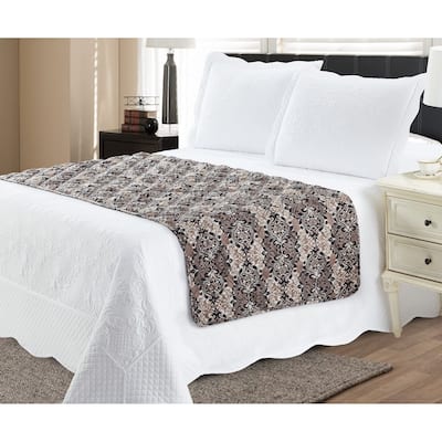 Bed Runner Protector Damask Taupe - King