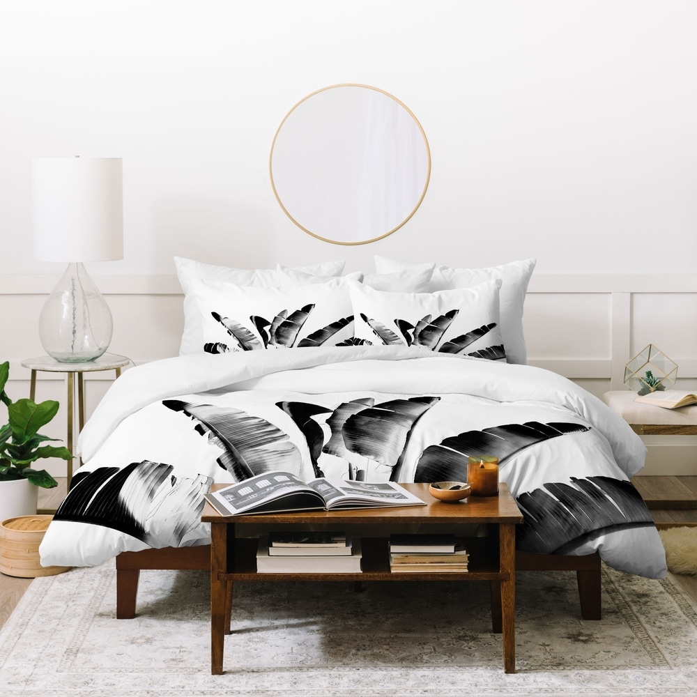 black tropical bedspread