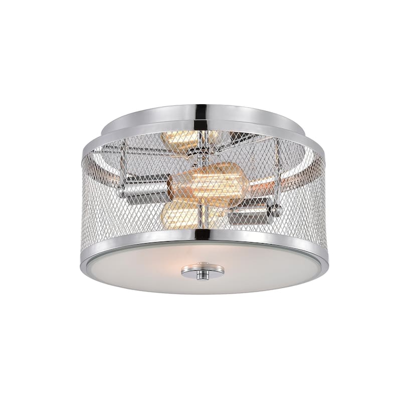 Silver Orchid Lombard Drum Shade Flush Mount - Chrome