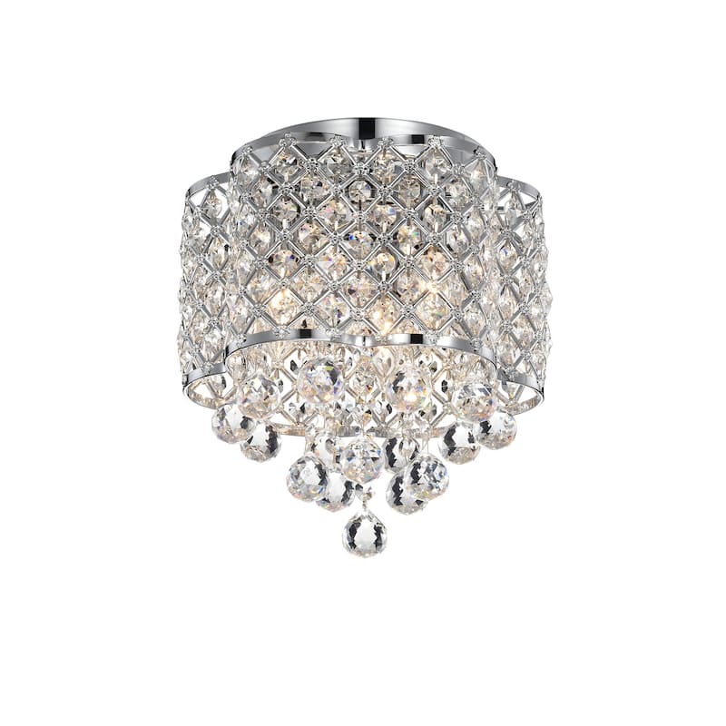 Silver Orchid Jannings Chrome 3-Light Crystal and Metal Drum Shade Flush Mount