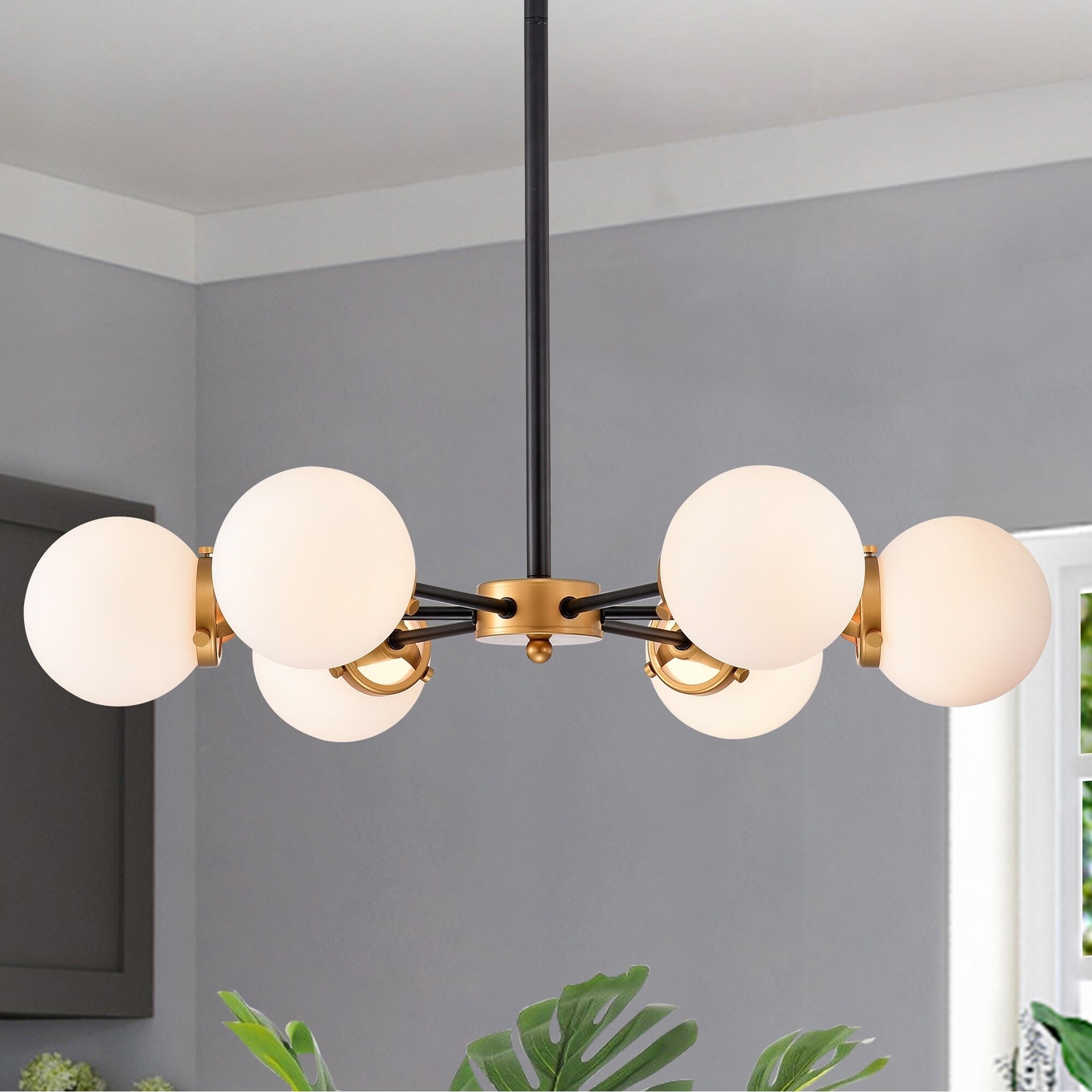 Chevalier 26 Inch Matte Black and Gold with 6 Light Chandelier