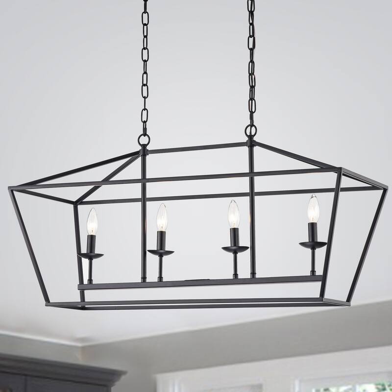The Gray Barn Katydid 36-inch Matte Black 4-light Chandelier