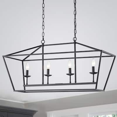 The Gray Barn Katydid 36-inch Matte Black 4-light Chandelier
