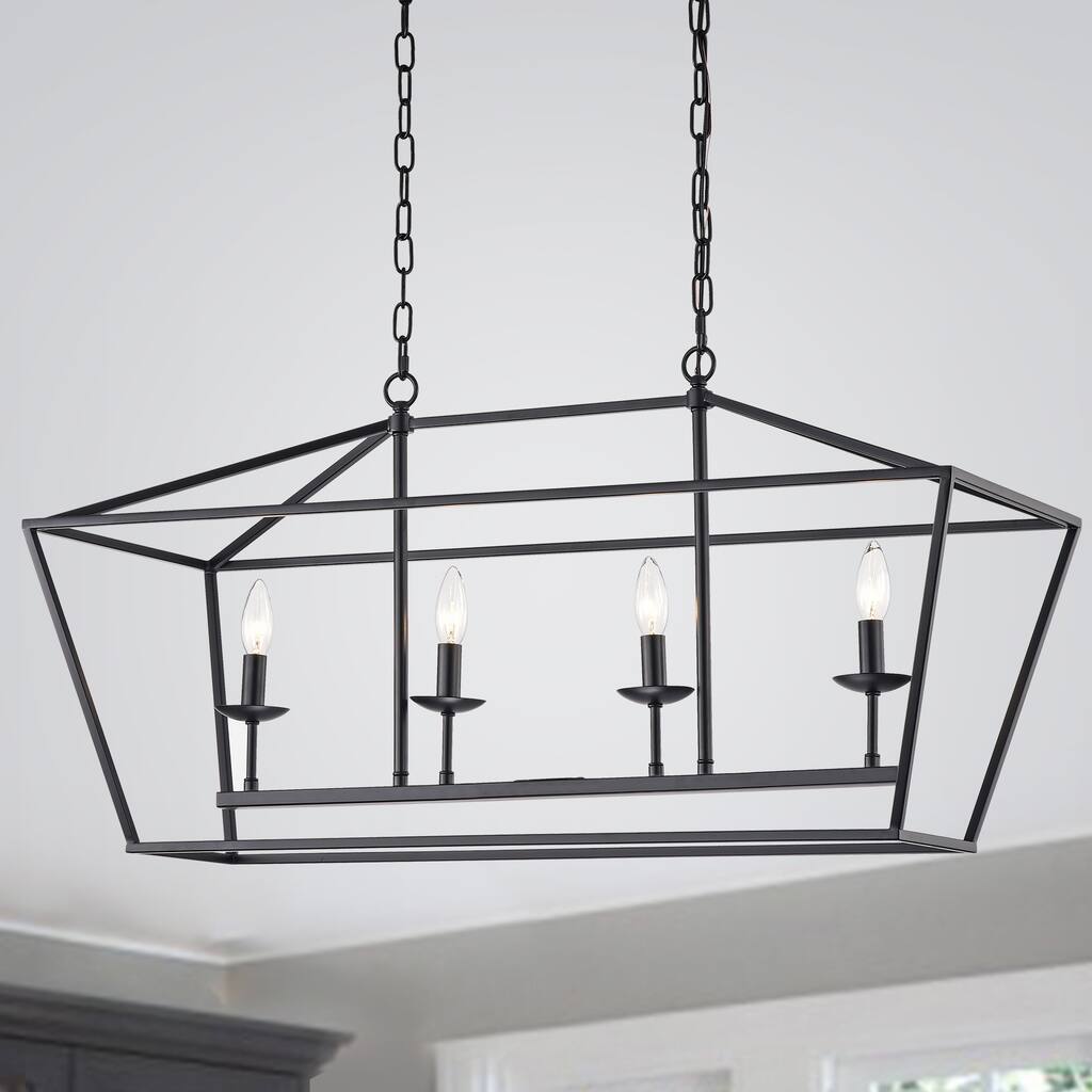 The Gray Barn Katydid 36-inch Matte Black 4-light Chandelier