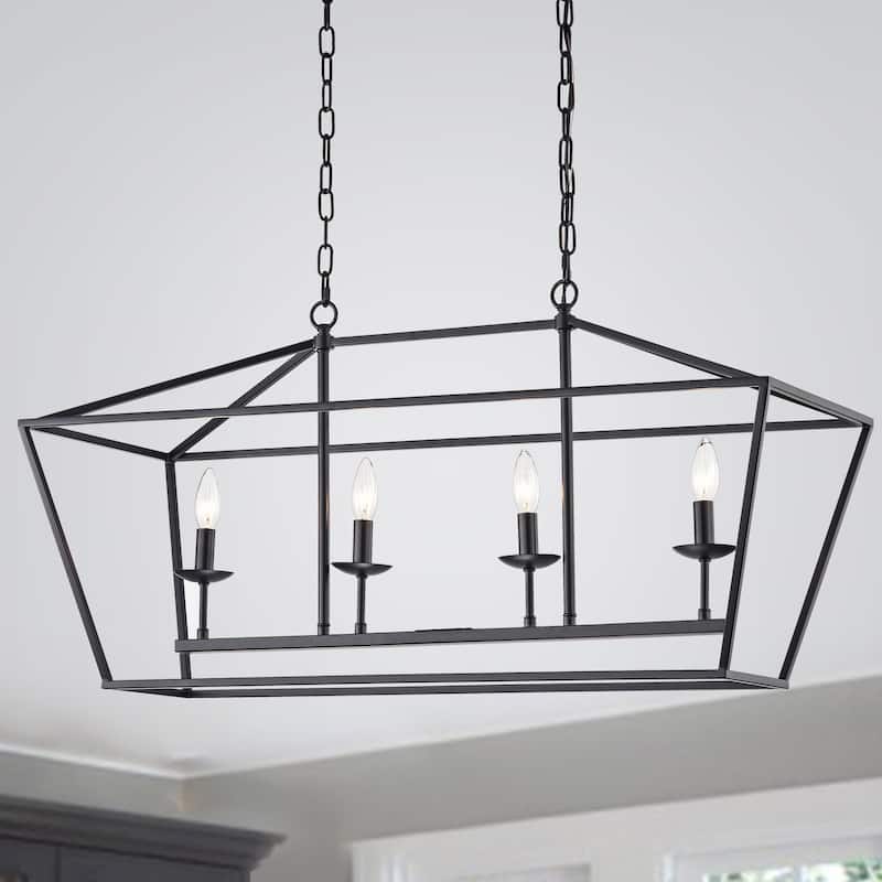 The Gray Barn Katydid 36-inch Matte Black 4-light Chandelier