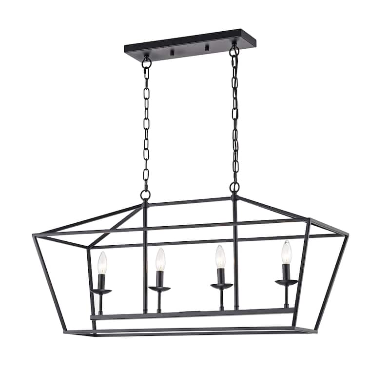 The Gray Barn Katydid 36-inch Matte Black 4-light Chandelier