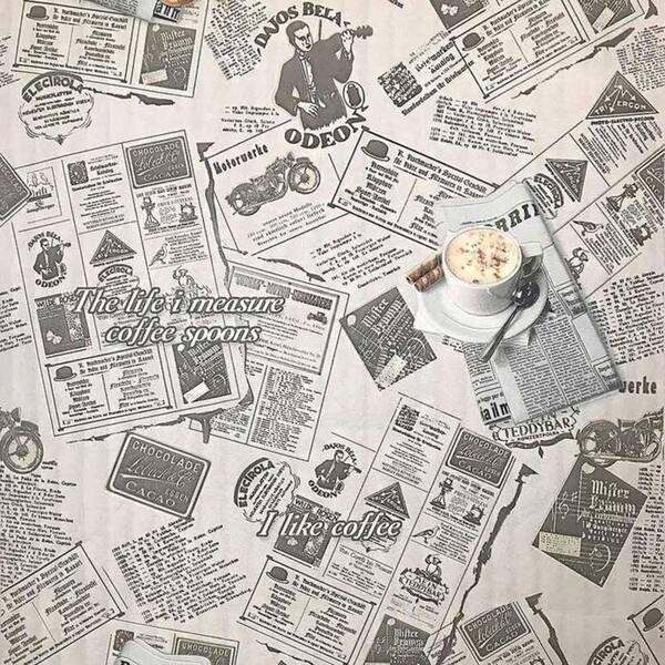 Shop Wallpaper Rolls Gray Vintage Newspaper Textured 3d Modern