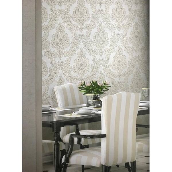 Shop Wallpaper White Gray Textured Victorian Vintage Damask 3d