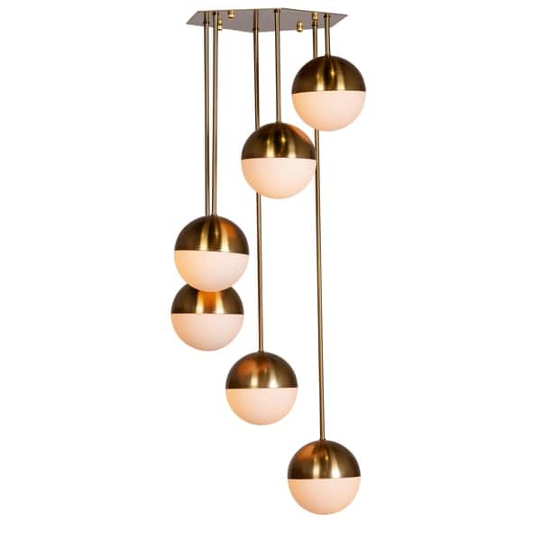 Shop Midcentury Modern 6 Globe Brass Chandelier On Sale Overstock 30787336