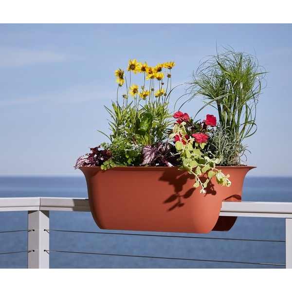 Bloem Deck Balcony Rail Planter 24 Terra Cotta Garden Baskets Pots Window Boxes Yard Garden Outdoor Living Items