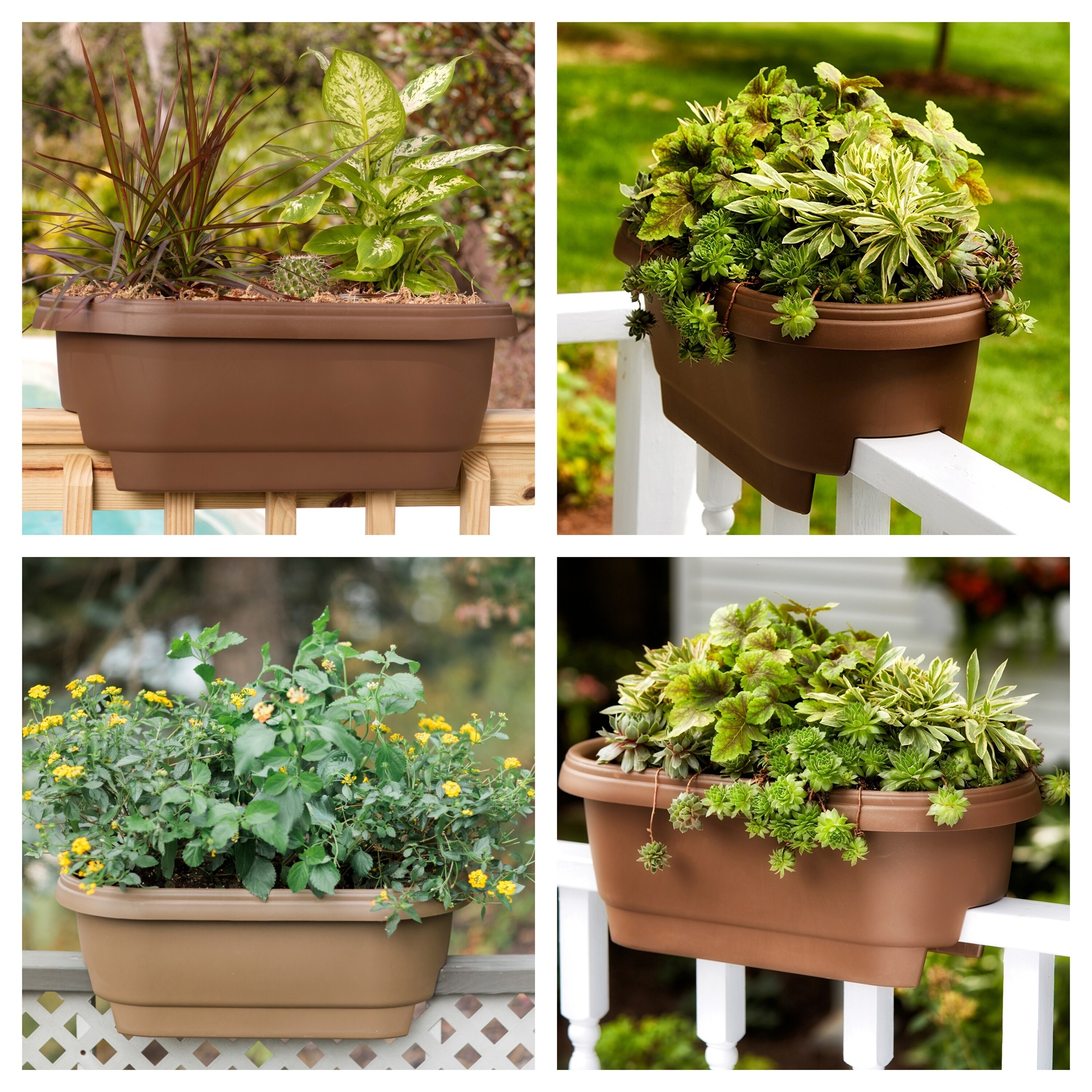 Bloem Deck Balcony Rail Planter 24 Black, 2 Pack, Chocolate Bloem Deck Rail Planter Balcony,