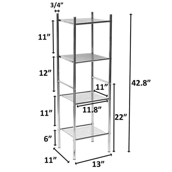 Evideco Corner Bathroom Organizer Storage Tower 3 Shelves Bamboo Metal &  Reviews