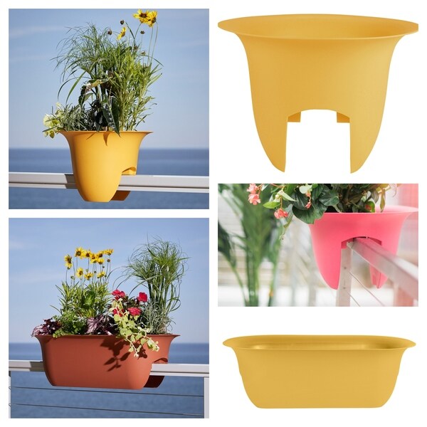 Indoor Outdoor Terra Cotta High Quality Plastic Deck Rail Planter UV Resistant