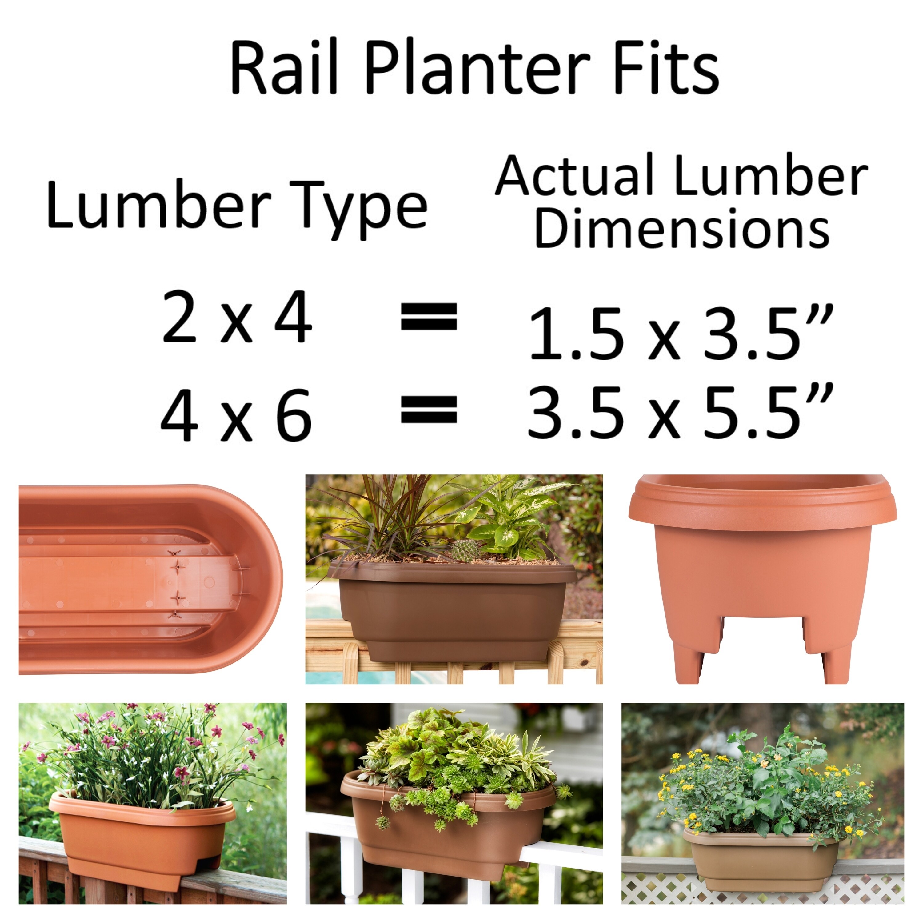 Bloem Deck Balcony Rail Planter 24 Black, 2 Pack, Chocolate Bloem Deck Rail Planter Balcony,